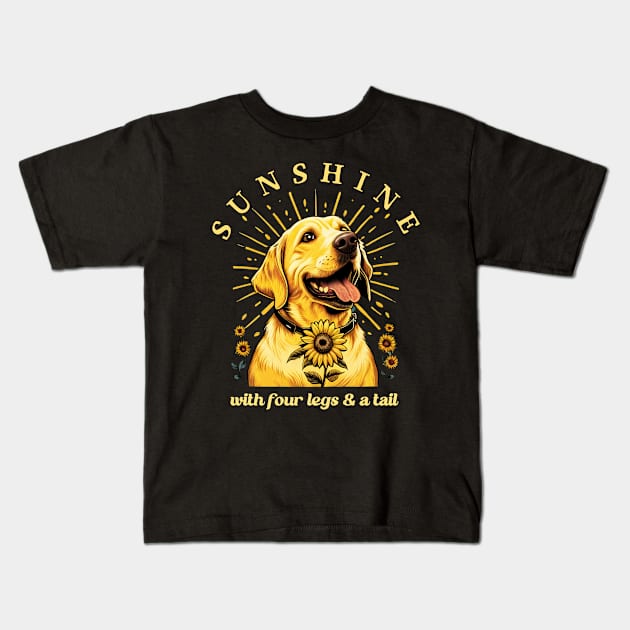 Golden Labrador Sunshine Kids T-Shirt by kansaikate